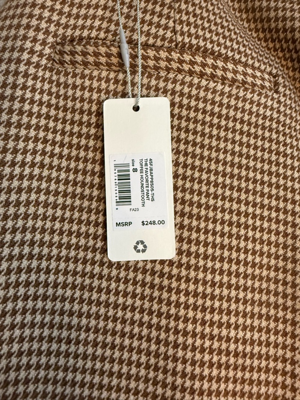 Favorite Daughter Toffee Houndstooth High Rise Wide Leg Trouser Pants 8 NWT - Picture 9 of 9